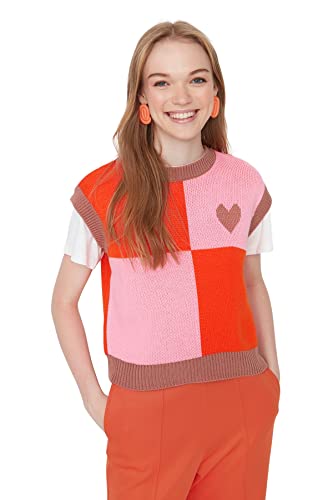 TRENDYOL Damska bluza z dzianiny Crop, Dusty Rose, L, Dusty Rose, L