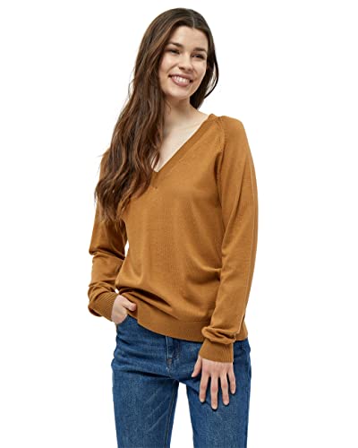 Peppercorn Damski sweter Gabrina z dekoltem w serek, brązowy tytoń, XL