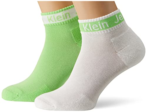 Calvin Klein Męskie skarpety z logo Ribbon Quarter, limonka, rozmiar uniwersalny, Lime, jeden rozmiar