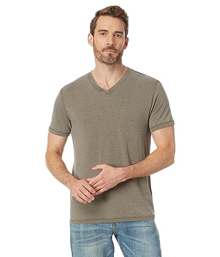 Lucky Brand Venice Burnout T-shirt męski z dekoltem w serek, ciemnooliwkowy, S