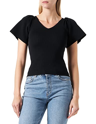 VERO MODA Women's VMGINNY SS V-Neck NOOS sweter damski, czarny, M, czarny, M