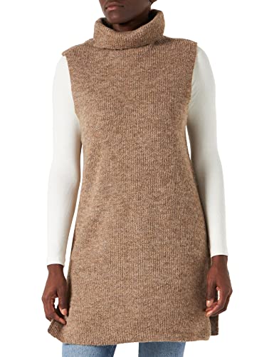 PIECES Damski sweter z golfem z długim rękawem NOOS BC Pullunder, Fossil, XL