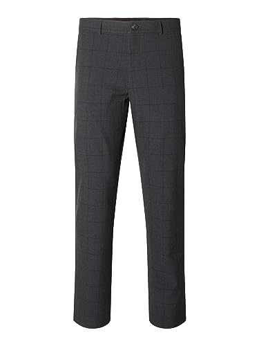 SELETED HOMME Spodnie męskie, Grey/Checks:navy, 33W / 34L