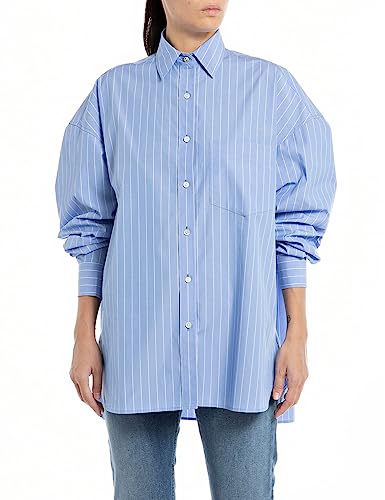Replay Bluzka damska, 010 Azure/White, XL