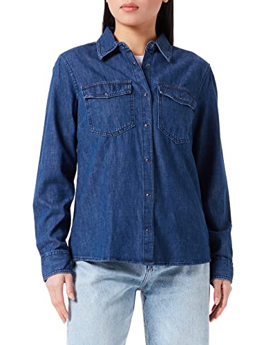Sisley Koszulka damska 5FV6LQ028, ciemnoniebieska Denim 902, M