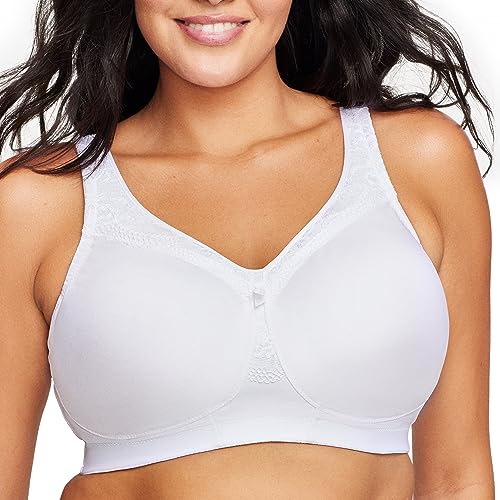 Glamorise Pełen rozmiar plus size MagicLift bezszwowy codzienny biustonosz bez fiszbin #1007 biały, biały, 110E