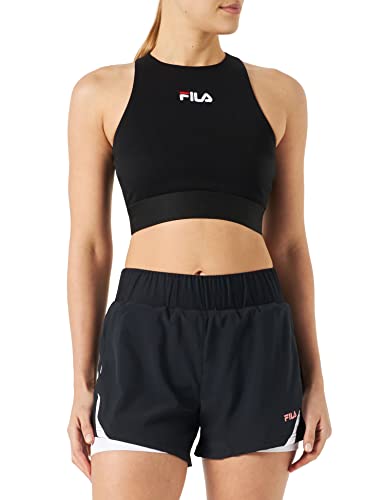Fila Damskie spodenki z pierścieniem z wewnętrznym rajstopem, Czarny Piękno - jasny biały, XS