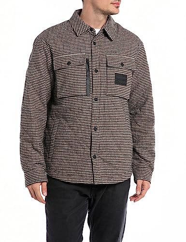 Replay kurtka męska regular fit, 010 BLK/LT BROWN/NATURAL WHITE, M