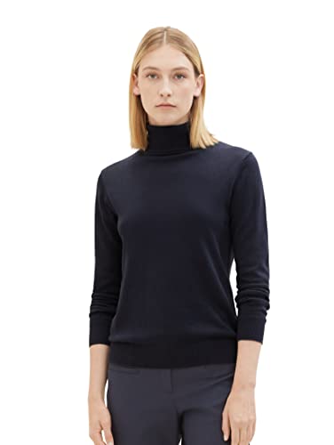 Podstawowy damski sweter z golfem TOM TAILOR, 10668-niebieski kapitan nieba, M
