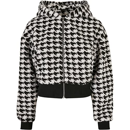 Urban Classics Damska kurtka oversized AOP Sherpa, stylowa kurtka damska oversize, dostępna w dwóch kolorach, rozmiarach XS-5XL, blackhoundstooth, XL