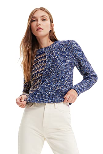 Desigual Women's JERS_CLÍO 5001 Marine sweter damski, niebieski, L