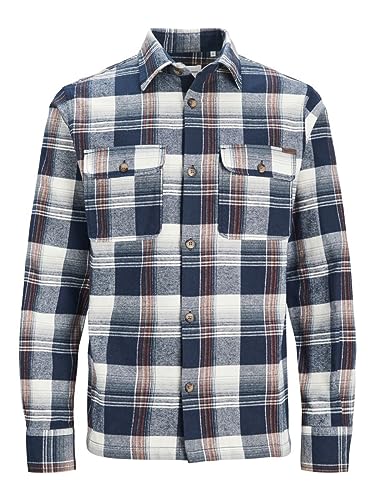 Jack & Jones męska koszula JJDARREN Flannel Check Overshirt LS, niebieski, XXL