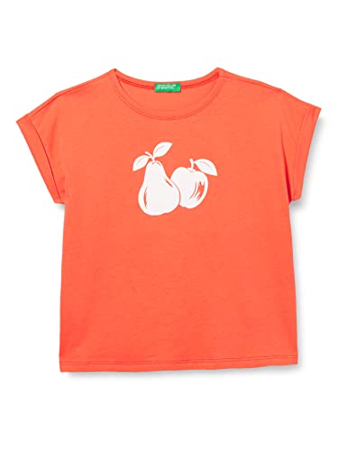 United Colors of Benetton Koszulka dziewczęca 3096c10c1, Coral Red 01n, 140 cm, Czerwony koralowy 01n, 140