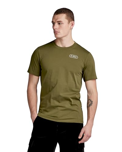 G-STAR RAW Męski T-shirt z tyłu Slim R T, Zielony (Dark Olive D23906-336-c744), S