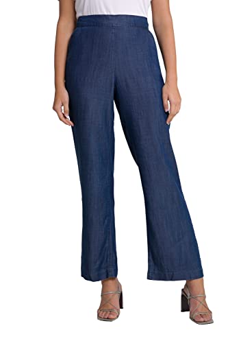 Ulla Popken Damskie spodnie lyocell, o wyglądzie dżinsów, proste nogawki, komfortowy ściągacz, niebieski (Dark Blue Denim), 42