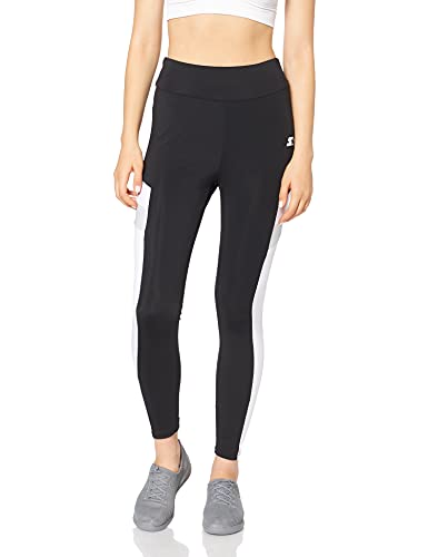 STARTER BLACK LABEL Damskie legginsy sportowe z wysokim stanem, czarny/biały, XS