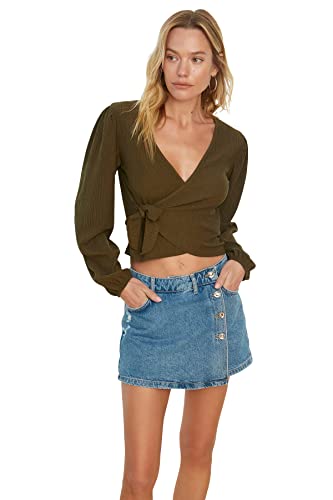 Trendyol Damska bluza khaki Breasted Blouse, XL (DE)