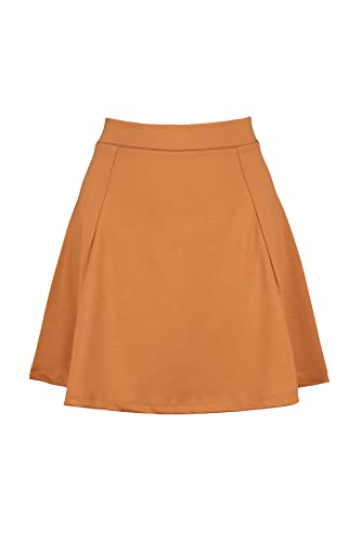Trendyol Damska mini rozkloszowana spódnica o regularnym kroju dzianinowa spódnica, cynamon, M, Cynamon, M