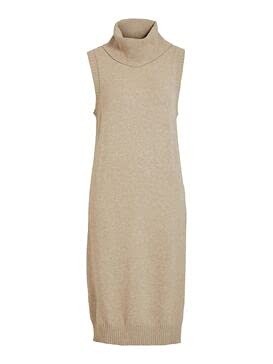 Vila Damska sukienka Viril Long S/L Knit Vest-Noos, Naturalny melanż, XS