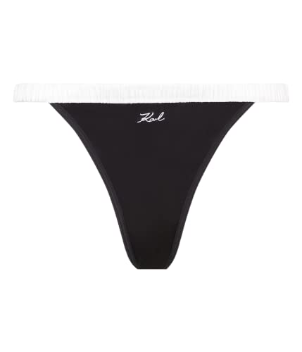 KARL LAGERFELD Kobiety Satynowe Figi Tanga Karl Signature, Czarny, L