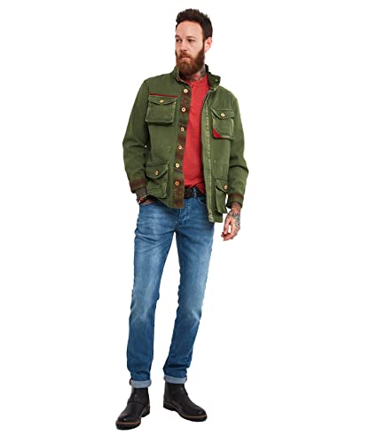 Joe Browns Męska kurtka khaki, długi rękaw, kontrastowe szwy, szczegóły, kurtka użytkowa, zielona, S, Khaki, S