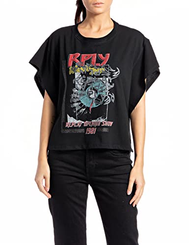 Replay T-shirt damski, 098 BLACK, L