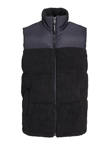 JACK&JONES Męska kurtka z kapturem JORCHILI Teddy, czarna, L