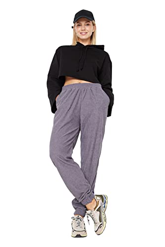 Trendyol Damskie spodnie dresowe z normalnym stanem o wąskim kroju, Szary, M