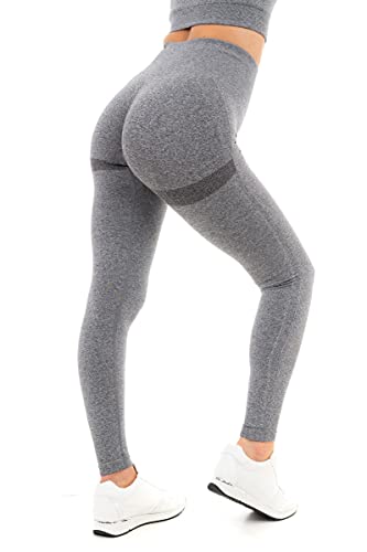 M17 Damskie damskie legginsy sportowe lekkoatletyka joga solidny Marl z podnoszeniem bioder kompresyjne spodnie z wysokim stanem, Grafitowy szary, L