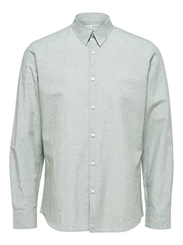 SELECTED HOMME Męska koszula len i bawełna organiczna, Desert Sage, M