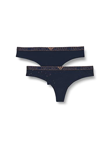 Emporio Armani Stringi damskie, 2 sztuki, Marine Printed/Solid, XL