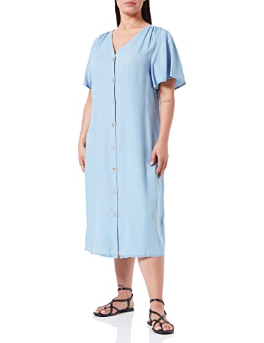 VERO MODA CURVE Women's VMLIANA SS Calf Dress GA Curve sukienka midi, Light Blue Denim, 44