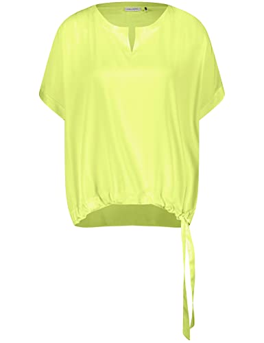 Gerry Weber Damska bluzka z wiązanymi detalami, krótki rękaw, przecięte ramiona, bluzka z krótkim rękawem, jednokolorowa, Lime, 42
