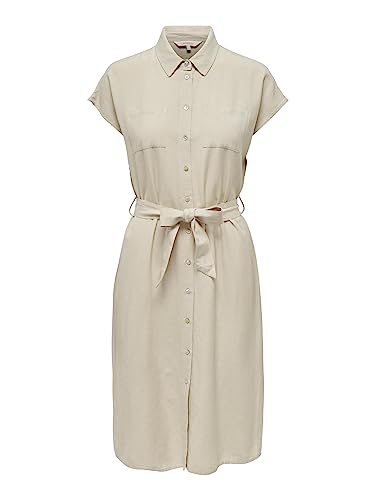 Bestseller A/S Damska ONLKERRY SS Len Shirt Dress PNT NOOS sukienka, Oatmeal, XXL, owsianka, XXL