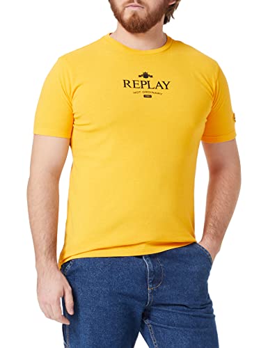 Replay Męski T-shirt M3491, 741 Corn Yellow, XS