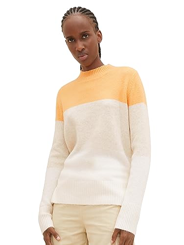 TOM TAILOR Denim Sweter damski, 34435 - Apricot Colorblock, L