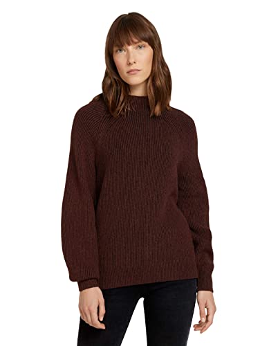 TOM TAILOR Damski Sweter ze stójką z poliestru pochodzącego z recyklingu 1029002, 10322 - Earth Brown, XS