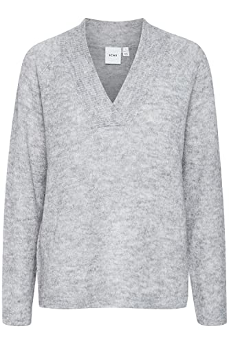 ICHI Damski sweter Ihkamara V Ls, 200318/szary melanż, XXL