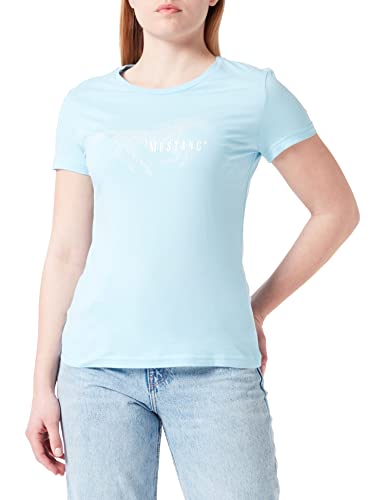 MUSTANG Damska koszulka z nadrukiem Alexia C, Akwamaryn 5042, XL
