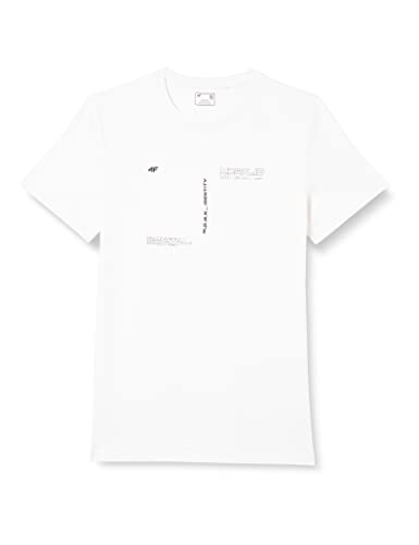 4F Męska koszulka męska TSM015 Tshirt, White, M, Biały, M