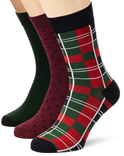 Only & Sons Onsfinch Basic Xmas Socks 3 Pack Skarpetki, Eden/Pack:+PROMGRANATE+Sprawdzić, Rozmiar uniwersalny Mężczyźni, Eden/Pack:+PROMGRANATE+CHECK, rozmiar uniwersalny