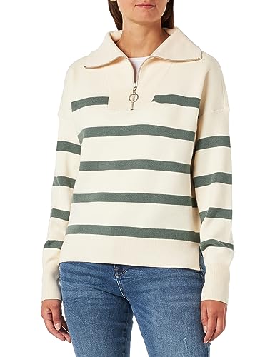 VERO MODA Damski sweter z dzianiny VMSABA Stripe LS Highneck Blouse GA NOOS, Brzoza/paski: ciemny las, XL