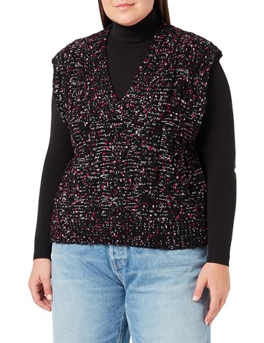 hoona Damski sweter z dzianiny 12419548-HO03, czarno-różowy, M/L, czarny różowy, M-L