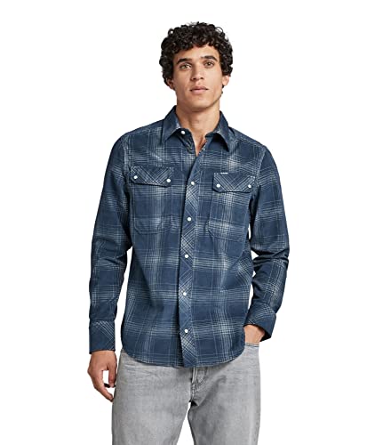 G-STAR RAW Męska koszula robocza slim (Luna Blue Isaac Check C549-C757), M