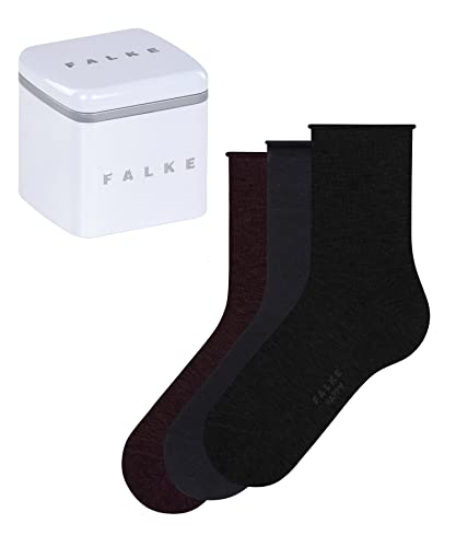 FALKE Kobiety Skarpety Happy Box Uni 3-Pack W SO Bawełna jednokolorowe 3 Pak, Wielokolorowy (Sortiment 0010), 35-38
