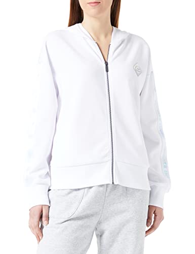 Armani Exchange Damska bluza z kapturem, zapinana na zamek błyskawiczny, bluza z kapturem z długim rękawem, Optyczny biały, XL