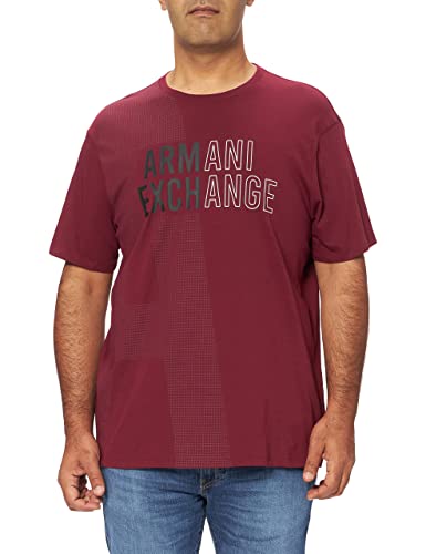 Armani Exchange Męski t-shirt z dużym logo Black and White, Zinfandel, M