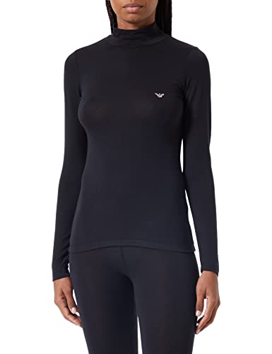 Emporio Armani Damska koszulka z długim rękawem Essential Studs Stock Neck, Czarny, L
