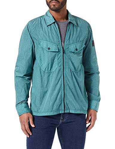 BOSS Męska koszula z zamkiem błyskawicznym 9, zielona (Open Green), XL
