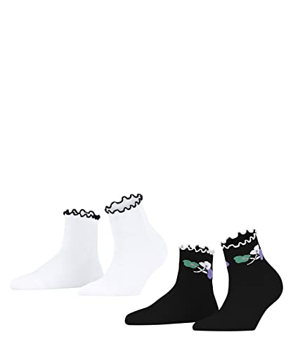 ESPRIT Kobiety Krótkie skarpety Flower Top 2-Pack W SSO Wiskoza z wzorem 2 Pak, Wielokolorowy (Sortiment 0050), 35-38